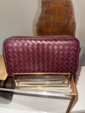 ✨ BOTTEGA VENETA Intrecciato Zip-Around Long Wallet in Barolo | Box & Dustbag